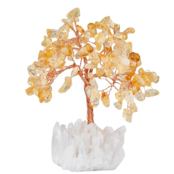 Citrine Crystal Tree, Quartz Cluster Rock Crystal Base Bonsai Money Tree - Picture 1 of 4